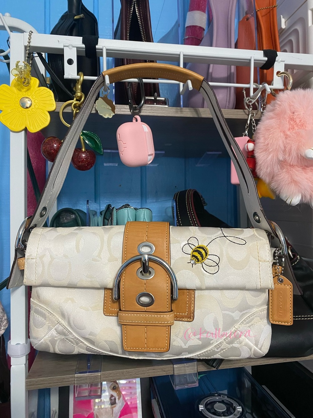 Coach Optic Shoulder Bag with Bee Embroidery